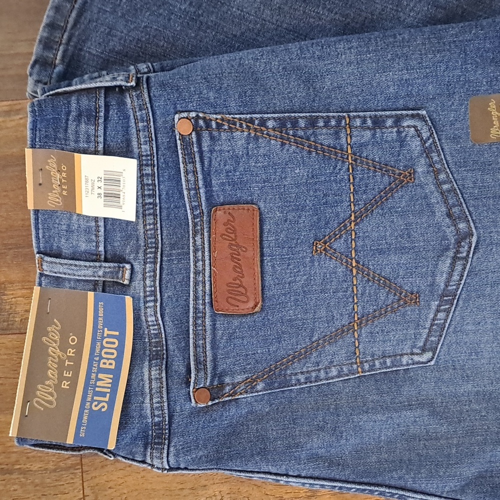 New! WRANGLER Retro Slim Boot Jeans with tags! 38 x 32 stretch bootcut